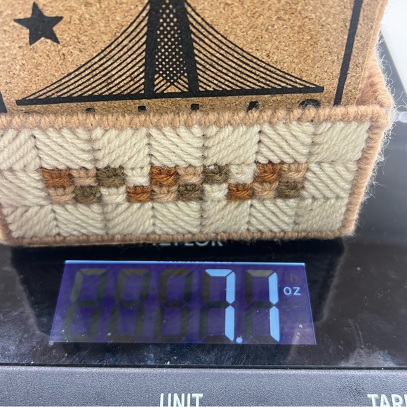 (8) Vintage Handmade Needle Point Canvas Art Coaster Set with Holder FALL Decor - Picture 12 of 12